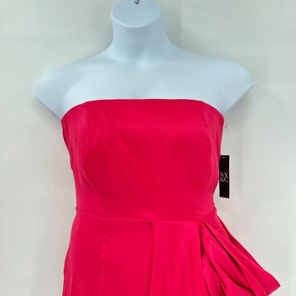 Event Strapless Dress size Large Bright Pink Y2K Party Formal Cocktail New - Picture 3 of 9